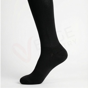 <b>Men's</b> Knee High <b>Socks</b> Solid <b>Black</b> Knitted Regular Style - Product Image 4