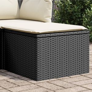 Tabouret de jardin en polyrotin noir et crème avec structure en acier thermolaqué pour mobilier de patio - Product Image 1