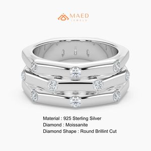 Moissanite Engagement Anniversary <b>Ring</b> Cut Wide Band 925 Sterling Silver Luxury Statement <b>Ring</b> Women Los Angeles Modern Fashion - Product Image 6