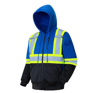 High Visibility Reflective Safety Hoodie Full Zip <b>Work</b> Jacket Detachable Hood <b>Waterproof</b> Breathable Hoodie OEM Safety Workwear - Product Image 2