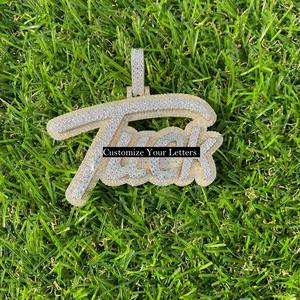 Colgante de Moissanita VVS con Nombre Personalizado para Hombre y Mujer, Plata de Ley 925 Chapada en Oro, Joyería Hip Hop con Incrustaciones de Diamantes, Certificado IGI - Product Image 3