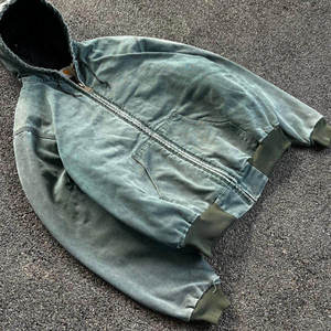 Custom High Quality Acid Washed Vintage Faded Distressed Sweatshirt 550gsm Hoodie Hooded Zip up Denim Puff Sleeve <b>Jacket</b> Hoodie - Product Image 2