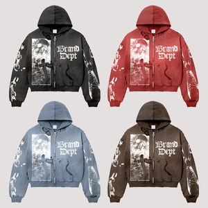 Sudadera con Capucha Personalizada para Hombre, Estilo Vintage Flame Streetwear, 100% Algodón, Felpa Gruesa, Lavado Ácido, Diseño Desgastado, Detalle de Bolsillo - Product Image 3