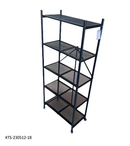 Black 5-Layer Carbon Steel Rolling Shelf With <b>Wire</b> Mesh Adjustable Multi-Level Storage <b>Rack</b> With Wheels - Product Image 3