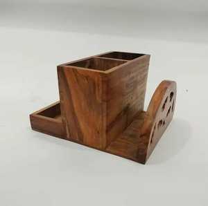 Rectangular Wooden Cutlery Caddy with <b>Black</b> Iron Handles 3 Section Divided Tableware Organizer Rustic Wood Kitchen <b>Storage</b> <b>Box</b> - Product Image 6