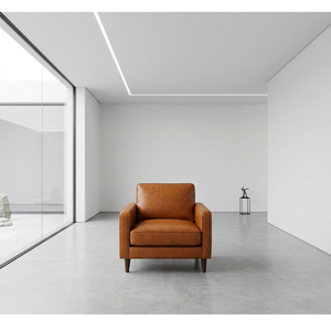 Sillón de Cuero para Sala de Estar Minimalista, Silla de Salón Moderna de Líneas Limpias, Mueble Interior Simple y Elegante - Product Image 1