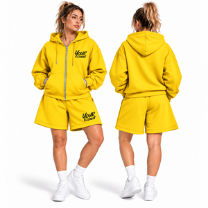 Nuevo Conjunto Deportivo Informal Holgado para Mujer, Sudadera con Capucha y Pantalones Cortos, Conjunto de Dos Piezas de Color Sólido - Product Image 3