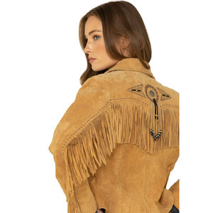 Solid Trader High Quality Tassel Detail Western Fashion Slim Fit Soft Texture <b>Suede</b> Fringe Leather <b>Jacket</b> - Product Image 5