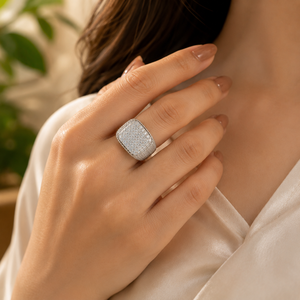 Bague de Mariage de Luxe en Moissanite, Sertie Pavé Rond, Plaqué Or Rose 18K, Bague de Fiançailles pour Femme - Product Image 3