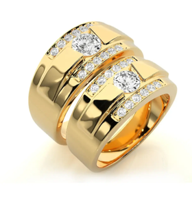 925 Sterling Silver Gold Plated Cubic Zirconia Solitaire Romantic <b>Couple</b> <b>Rings</b> - Product Image 3