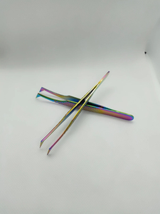 Pince à épiler en acier inoxydable à 45/90 degrés avec nano-adhérence, personnalisable avec logo, pour extensions de cils – Outil de beauté - Product Image 2