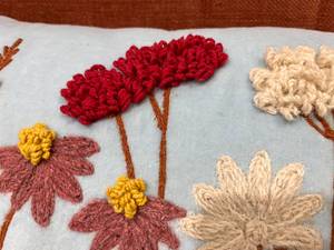 Hand-Tufted Wildflower Garden Lumbar <b>Cushion</b> <b>Cover</b> with Textured Floral Motifs - Product Image 3