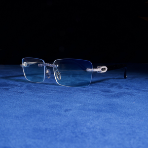 Gafas de Sol de Moda Sin Montura 2024, Montura Cuadrada Plateada con Moissanita, Protección UV400, Lentes Degradadas, Unisex, Caja con Logotipo Personalizado - Product Image 4