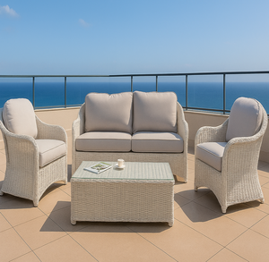 Ensemble de canapés en rotin d'extérieur haut de gamme et moderne avec coussins imperméables pour les espaces de luxe des cours et jardins d'hôtels - Product Image 5