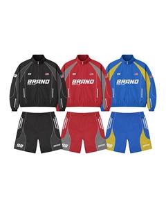Custom Men <b>Running</b> Outdoor Sportswear <b>Reflective</b> Zip up Polyester Nylon Windbreaker Tracksuit Track <b>Jacket</b> and Shorts Set - Product Image 1