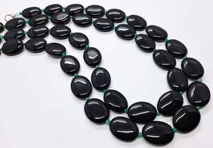 Cuentas ovaladas lisas de ónix negro natural, cuentas de piedras preciosas lisas de ónix, cuentas de ónix negro natural de 18 pulgadas para la fabricación de joyas. - Product Image 6