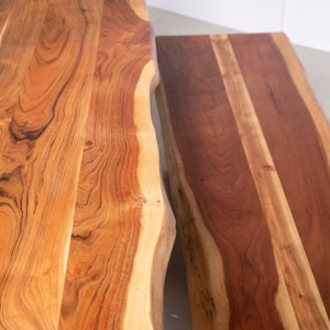 Banc industriel Vandana Falcon Vertex en bois d'acacia foncé pour une assise élégante en intérieur et en extérieur - Product Image 2