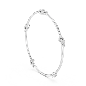 Bracelet jonc élégant en or rose avec diamants de laboratoire floraux pour femme – Bijou de luxe minimaliste - Product Image 3