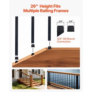 Confezione da 125 Pezzi di Balaustre in Alluminio Quadrate 3/4 x 26 Pollici, Balaustre Metalliche Cava per Ringhiere e Scale, Connessioni per Ringhiere e Balaustre da Esterno - Product Image 4