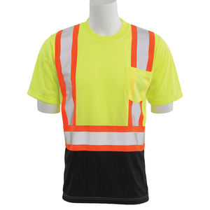 Polo de sécurité haute visibilité pour homme, 100% polyester, deux tons, manches courtes, logo réfléchissant personnalisé, haute qualité - Product Image 1