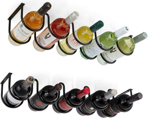 Estantes para Vino Duraderos, Soporte Metálico para Botellas de Vino, para Montar en la Pared o Debajo del Gabinete, Color Negro - Product Image 6