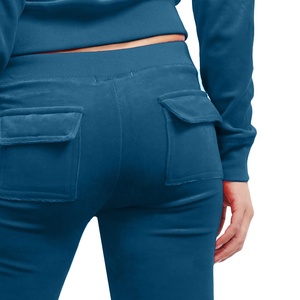 Conjunto Deportivo Azul con Capucha para Mujer, Pantalones Largos de Color Sólido, Casuales, con Bolsillos Laterales, Transpirables, para Otoño - Product Image 5