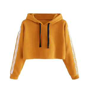 Women’s Cozy Fleece <b>Cropped</b> Hoodie <b>Top</b>, Long Sleeve Pullover Sweatshirt with Relaxed Fit, Drawstring Hood, and Stylish Casual - Product Image 4