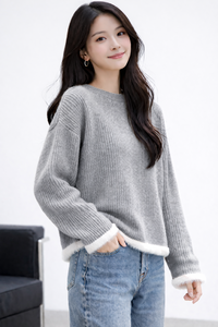 Suéteres Casuales Holgados para Mujer, Otoño, Nuevo Diseño, Tejido Antiarrugas, Transpirable, Largo, Venta al Por Mayor - Product Image 4