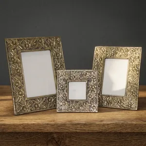 Handmade Metal Embossed Floral Rectangle Photo <b>Frame</b> Set Tabletop Decorative Picture <b>Frame</b> - Product Image 3