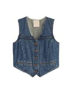 Chaleco de mezclilla sin mangas personalizable para niñas, ropa exterior informal de algodón transpirable de alta calidad. - Product Image 3