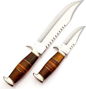 Cuchillo de caza hecho a mano de acero D2, juego de 2 piezas, con mango de madera de palisandro y funda de cuero fino, cuchillo vikingo, cuchillo para exteriores - Product Image 2