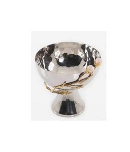 Cuenco Decorativo de Lujo en Blanco y Plateado, Cuencos de Metal de Diseño, Cuencos de Metal Plateados Brillantes al por Mayor, Cuencos de Metal para Frutas OEM - Product Image 1