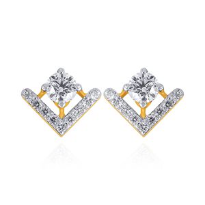 Boucles d'oreilles en or jaune 14 carats avec diamants, taille brillant rond, design minimaliste, bijoux pour femmes à porter au quotidien - Product Image 1