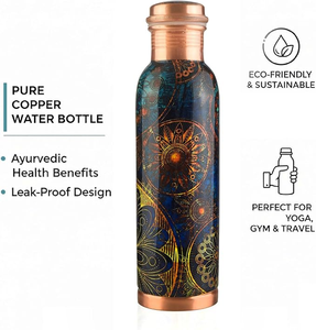 Premium Printed Copper Water Bottle Handmade Metal Drinking Bottle for Home Office and Travel - Product Image 2