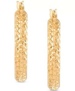 2-PC. Juego de pendientes de aro pequeños texturizados en plata de ley chapada en oro de 14k | Macy's - Product Image 5