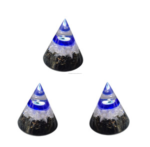 Nouvelle arrivée puissante antenne de Protection contre le mauvais œil sélénite tourmaline noire en forme de cône Orgone pyramide pierre précieuse cristal en vrac - Product Image 1