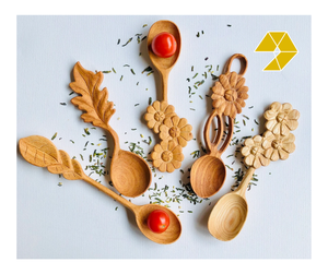 ช้อนไม้ใบเมเปิ้ลทำมือ ช้อนไม้เมเปิ้ลสีแดง อุปกรณ์ครัวที่ยั่งยืน ช้อนไม้เวียดนาม รับทำโลโก้ ราคาถูก - Product Image 3