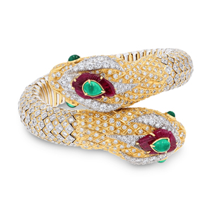 Brazalete en Forma de Serpiente para Mujer, Chapado en Oro de 18K, Diamantes Redondos con Corte Brillante, Diseño Animal, Estilo Clásico para Fiesta - Product Image 3