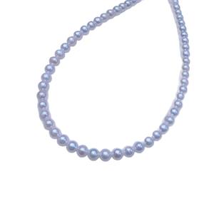 Collier chaîne en perles d'eau douce Aurora Akoya de Zhuji Source, 3-4 mm, perles de bébé, chaîne claviculaire, blanc froid, cuir, collier en perles d'eau douce - Product Image 5