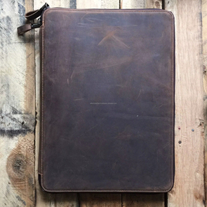 อุปกรณ์จัดระเบียบ A4แบบพกพาสไตล์วินเทจทนทานพรีเมียมโลโก้ตามสั่งพอร์ตโฟลิโอหนังแท้สำหรับนักธุรกิจแล็ปท็อป - Product Image 1