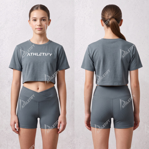 Conjunto de Top Corto y Pantalones Cortos Acanalados para Mujer, Personalizable, Ropa Deportiva para Gimnasio, con Logotipo Personalizado, Proveedor de Ropa Deportiva OEM - Product Image 4