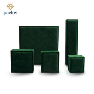 Paclovカスタムジュエリー包装ボックスグリーンベルベットライトベルベットネックレスボックスブレスレットネックレスRnigイヤリングジュエリーセット - Product Image 5