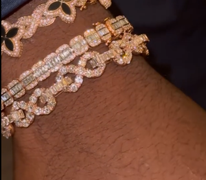 Pulsera de Eslabones Cubanos Hiphop de Plata 925 con Diamante Cultivado en Laboratorio, Bañada en Oro Rosa, Certificada IGI, con Dije de Trébol, para Hombre y Mujer, Fiesta - Product Image 2