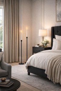 Grand chandelier en métal noir pour sol, idéal pour l'entrée et la décoration des halls d'hôtel - Product Image 4