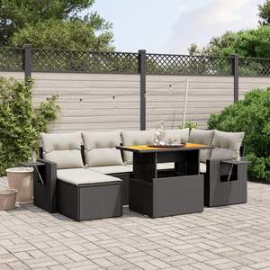 Cream White Garden <b>Sofa</b> Set With <b>Table</b> 6 Seater Rattan Outdoor Furniture Contemporary Design - Product Image 1