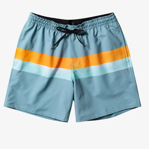 Short de bain rayé pour homme à séchage rapide avec cordon de serrage, bleu clair, orange, blanc, décontracté, longueur courte, mode estivale - Product Image 1