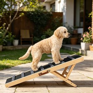Scale per Animali Domestici in Legno Massello con Superficie Antiscivolo e Altezza Regolabile (Pieghevoli) - Product Image 1