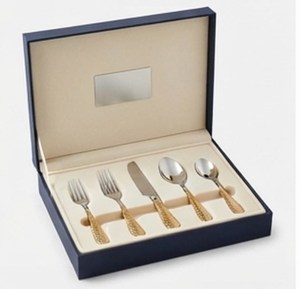 Ensemble de couverts modernes avec poignées texturées dorées, couverts en acier inoxydable pour la mise en place de la table de mariage, compatibles lave-vaisselle - Product Image 6