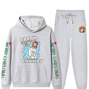 Ensemble de survêtement décontracté unisexe pour l'hiver, léger et confortable, en molleton 100% coton, vêtements de sport pour la course à pied et l'entraînement en salle de sport - Product Image 3