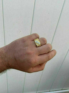 Men's 10K <b>Gold</b> <b>Cocktail</b> <b>Ring</b> With Natural Diamond Channel Setting Flower Pattern Classic Wedding Jewelry - Product Image 2